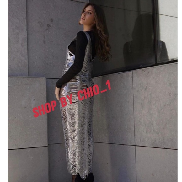 ZARA SEQUIN SILVER DRESS bloggers favorite - Picture 5 of 13